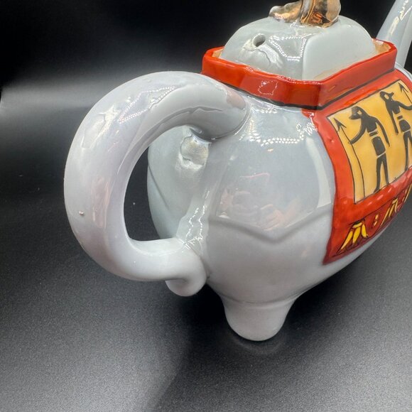 Vintage Luster Ware Elephant Teapot/w Rider on Lid Egyptian Design, Japan - Picture 11 of 15